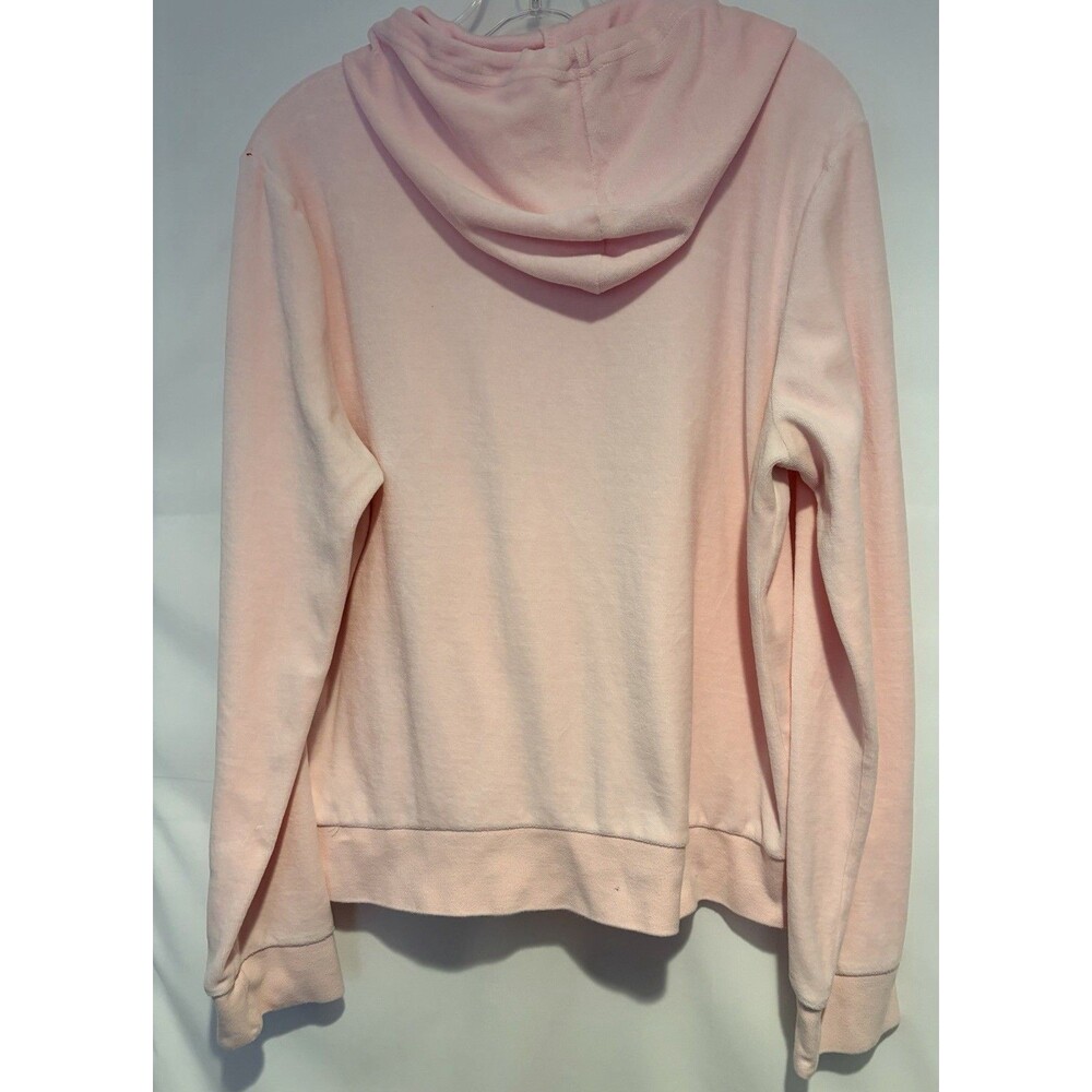 Juicy Couture Pink Velour Full Zip Hoodie Women XL Silver Zip Y2K Track Jacket - Picture 2 of 11